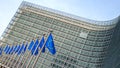 European flags in front of the Berlaymont building