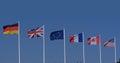 European Flags Waving in the Wind Royalty Free Stock Photo