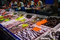 European food market fresh seafood on the counter