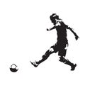 European football player shooting ball, soccer. Isolated vector Royalty Free Stock Photo