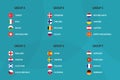 European football tournament all group. 2020 Euro soccer flag Royalty Free Stock Photo