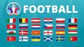 European football 2020, 2021 tournament final concept vector. Flags teams