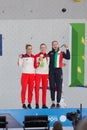 European Games 2023, Women\'s speed climbing. Tarnow, Poland - June 22, 2023. Medal ceremony.