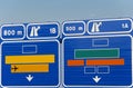 European generic information road highway signpost in blue tone