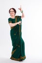 European girl in green indian saree