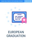 European Graduate Diploma Document Icon in Flat outline style on white background.