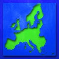 European green map in blue background