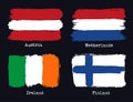 European grunge flags. Flags of Austria, Netherland, Finland and