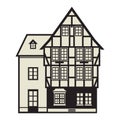 European Half Timbered house on white background