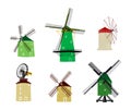 European historical windmills set