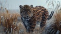 a European Ice Age leopard in a cinematic setting.