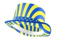 European integration and celebrating Europa day on May 9 conceptual idea with floating patriotic hat in blue and yellow isolated