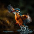 European king fisher catching a fish created with Generative AI