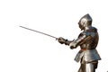 European knight in armor isolated on white background Royalty Free Stock Photo