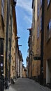 Prague laneway-in the old city with old buildings and cobblestone streets Royalty Free Stock Photo