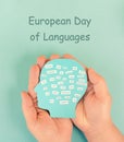 European languages, word hello in different language spoken in Europe, concept of multilingual business and community