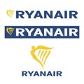 European low cost Ryanair Airline logos vector