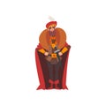 European Majestic Nobleman or King, Medieval Historical Cartoon Character in Traditional Costume Vector Illustration