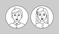 European man and woman, black and white vector pictogram, simple flat icon. Cartoon friendly cute people Royalty Free Stock Photo