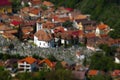 European medieval city view. Miniature tilt shift lens effect