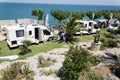 Motorcaravan, Motorhome, Recreational vehicle in exotic garden