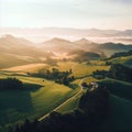 European mountain Landscape image drone view.