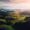 European mountain Landscape image drone view.