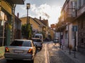 European Narrow Street. Old Buildings And Stone Pavemant In Batumi. Royalty Free Stock Photo