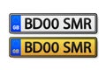 European Number plate car. Information sign. Options for vehicle license plates.