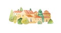 European old town, village. Isolated watercolor, noetic style