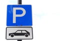 European parking sign with car icon on white background Royalty Free Stock Photo