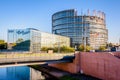 The European Parliament building by the Marne-Rhine canal in Strasbourg, France Royalty Free Stock Photo