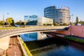 The European Parliament building by the Marne-Rhine canal in Strasbourg, France Royalty Free Stock Photo