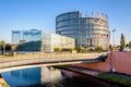 The European Parliament building by the Marne-Rhine canal in Strasbourg, France Royalty Free Stock Photo