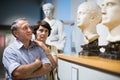 european pensioner family visiting historical exhibition in National Museum