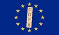 European Politics News Concept: Letter Tiles GDPR On EU Flag, 3d illustration