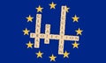 European Politics: Letter Tiles General Data Protection Regulation On EU Flag, 3d illustration