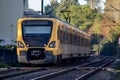 European train leaving the station