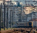 European train leaving the station