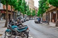 Spain. tarragona. july 2017 a quiet green street in the summer of the Spanish