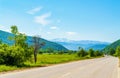 European road E772 beautiful green spring day panorama Bulgaria Royalty Free Stock Photo