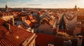 European Rooftop Splendor: A Golden Hour Aerial View