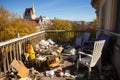 European rubbish balcony safety. Generate Ai