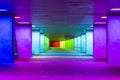 European Scenic Destinations. Tunnel of Changing Light In Rotterdam in The Netherlands Royalty Free Stock Photo