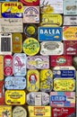 A European selection of canned fish with a retro packaging design