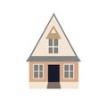 European small house illustration, western home in flat design style