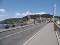 European STEIN am RHEIN town in SWITZERLAND seen from bridge over Rhine River in swiss canton of Schaffhausen Royalty Free Stock Photo