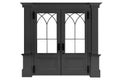 European style black wooden door frame isolated