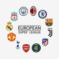 European Super League. Milan, Arsenal, Atletico Madrid, Chelsea, Barcelona, Inter Milan, Juventus, Liverpool, Manchester City and