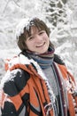 European teens boy in scarf